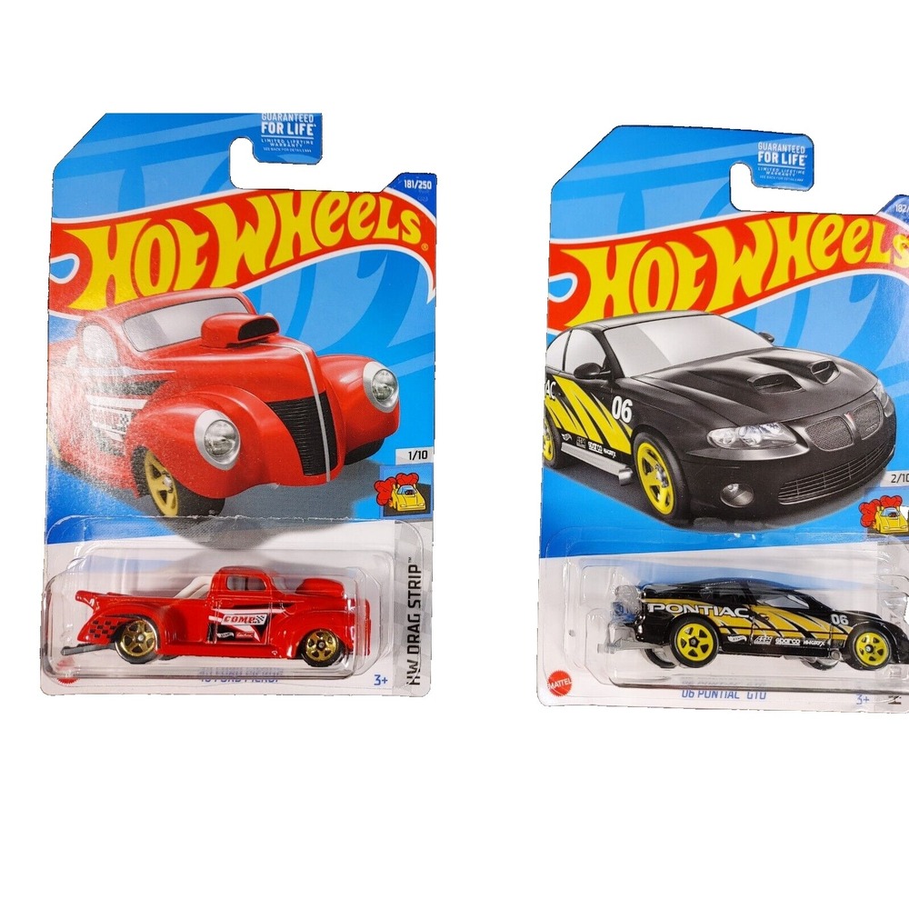 HOT WHEELS '06  Pontiac GTO '40 Ford Pickup Drag Strip Gassers Car Racing Toys